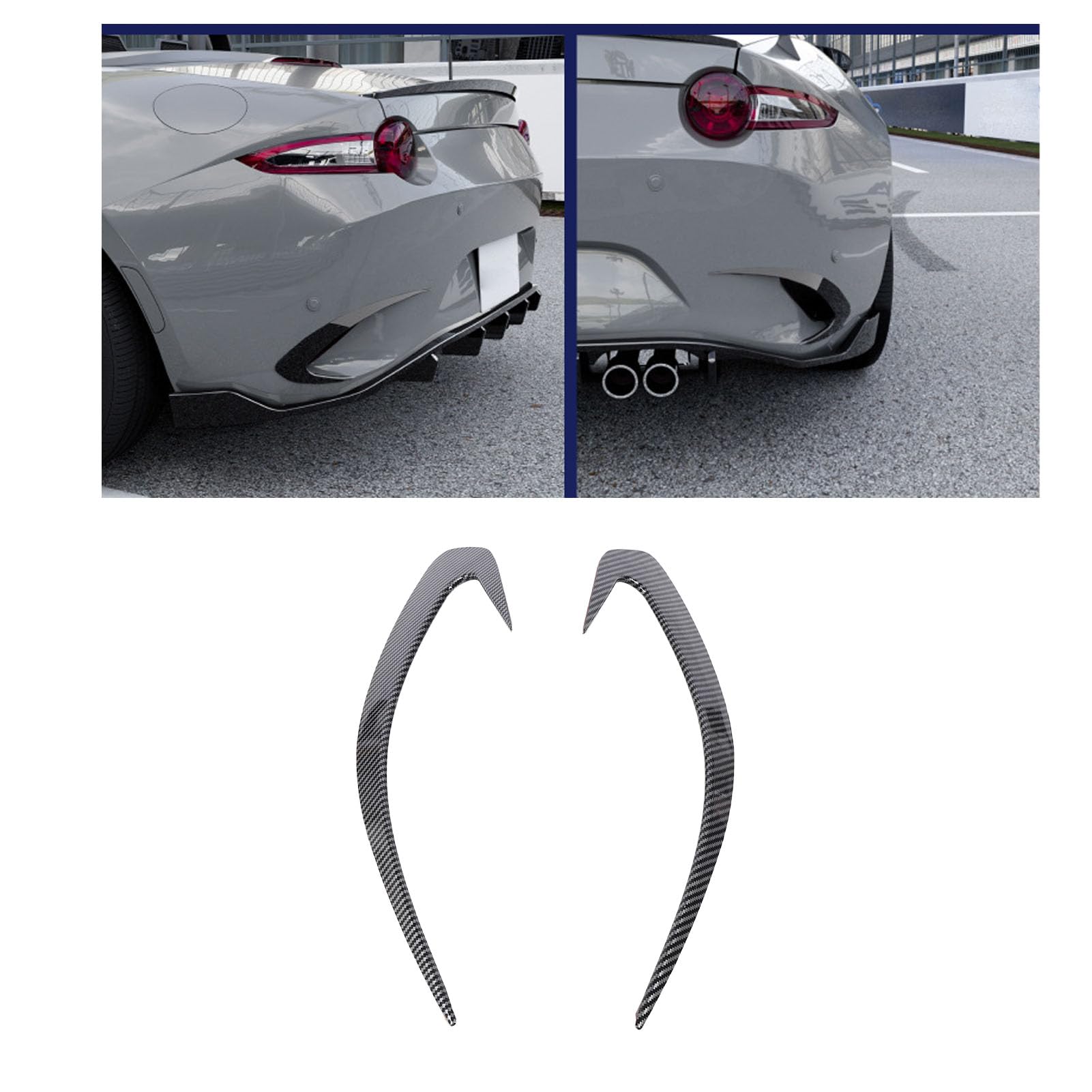 Paar Heckspaller Splitter Spoiler -Lüftungsabdeckung, Hintere Stoßfänger Splitter Flossen für Miata ND 2016+, Auto Heck -Stoßfänger Splitter Spoiler Air Entlüftungsabdeckung von Asixxsix