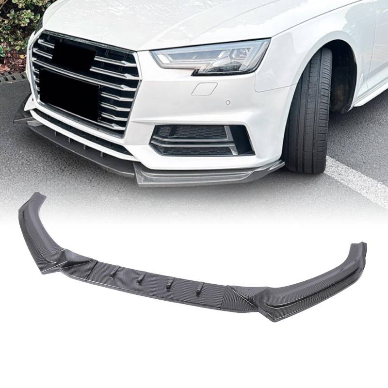 Vordere Stoßstange Lip Splitter Spoiler für Einen 4 / S4 B9 S-Line 2017 Bis 2019, Schwarze Front-Lippen-Spoiler-Splitter-Luftdamm-Kinndiffusor, Ein 4 S-Line Spoiler Body Kit von Asixxsix