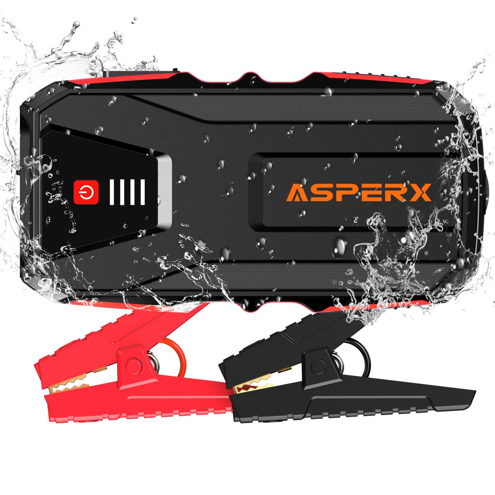 ASPERX Starthilfe Powerbank 3000A 12V(Bis Zu 10,0L Benzin oder 8,0L Diesel) Auto Starthilfe mit LED Taschenlampe, Kompass und IP64 Wasserdicht Starthilfegerät für PKW LKW UTV Van Motorrad von AsperX