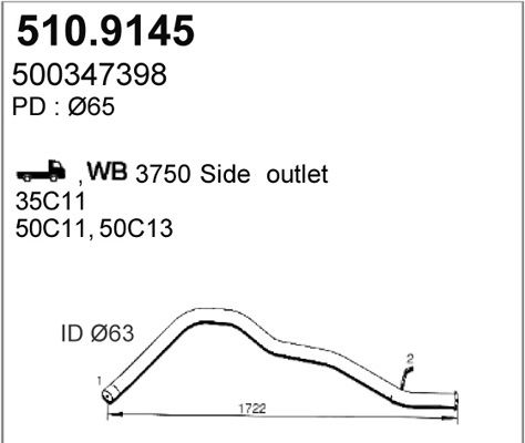 Abgasrohr hinten Asso 510.9145 von Asso