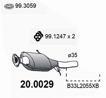 Katalysator vorne Asso 20.0029 von Asso