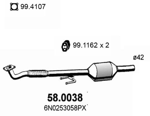 Katalysator vorne Asso 58.0038 von Asso