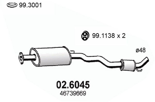 Mittelschalldämpfer Asso 02.6045 von Asso