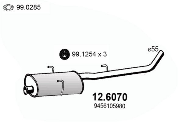 Mittelschalldämpfer Asso 12.6070 von Asso