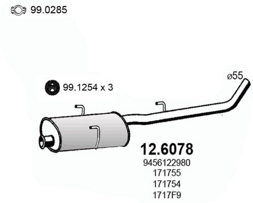 Mittelschalldämpfer Asso 12.6078 von Asso