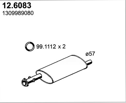 Mittelschalldämpfer Asso 12.6083 von Asso