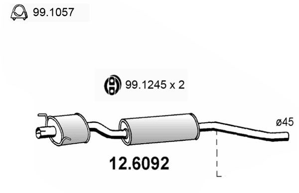 Mittelschalldämpfer Asso 12.6092 von Asso