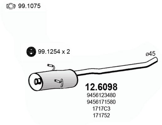 Mittelschalldämpfer Asso 12.6098 von Asso