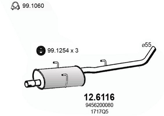 Mittelschalldämpfer Asso 12.6116 von Asso