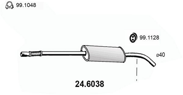 Mittelschalldämpfer Asso 24.6038 von Asso