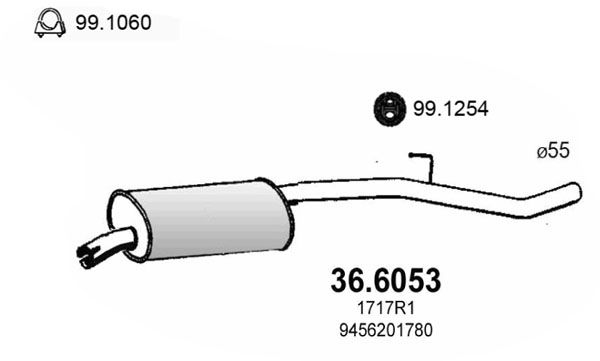 Mittelschalldämpfer Asso 36.6053 von Asso