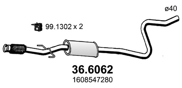 Mittelschalldämpfer Asso 36.6062 von Asso