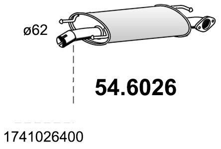 Mittelschalldämpfer Asso 54.6026 von Asso