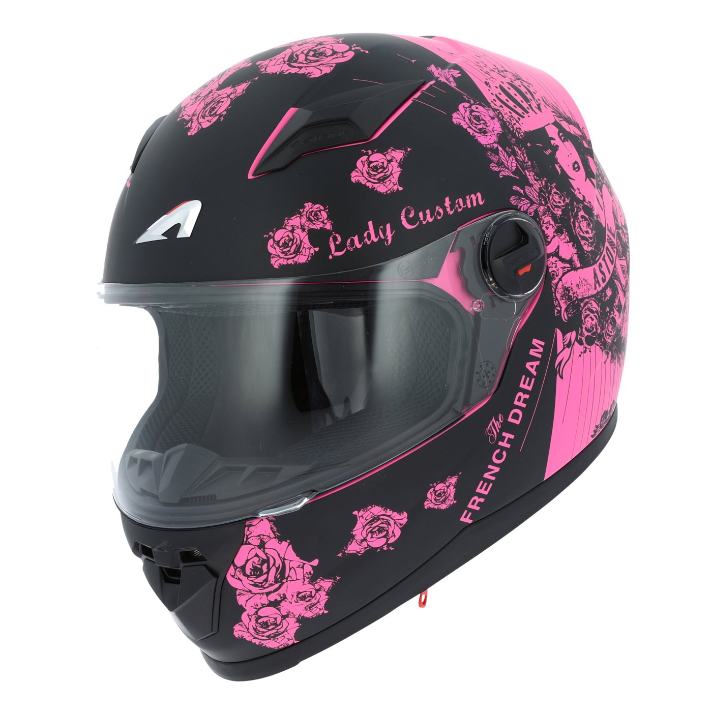 Astone Helmets - Casque intégral GT2 Graphic Lady Custom - Casque de moto femme - Casque idéal en milieu urbain - Casque de moto intégral en polycarbonate - Black/Pink M von Astone Helmets