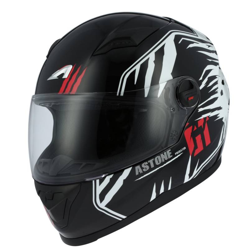 Astone Helmets - Casque intégral GT2 Graphic Predator - Casque idéal milieu urbain - Casque intégral en polycarbonate - Black/white L von Astone Helmets