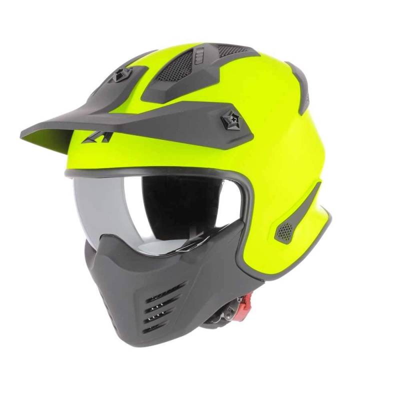 Astone Helmets - Elektron - Casque de moto jet - Casque jet 4 en 1 - Casque jet homologué - Coque en polycarbonate- Neon Yellow L von Astone Helmets