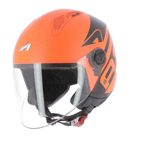 Astone Helmets – Minijet Graphic Link – Jethelm – Jethelm – Motorradhelm und Scooter kompakt – Schutzhülle aus Polycarbonat – Neon Orange XL von Astone Helmets