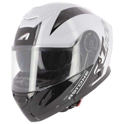 Astone Helmets RT900 Graphic Klapphelm, Klapphelm, Klapphelm, Klapphelm, Motorradhelm aus Polycarbonat, weiß, schwarz gestreift, L von Astone Helmets