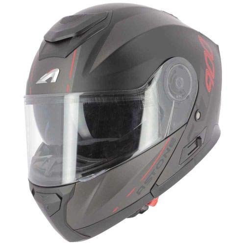 Astone Helmets - RT900 Graphic - Klapphelm - Motorradhelm - Klapphelm - Motorradhelm - Polycarbonat matt black red stripe XS von Astone Helmets