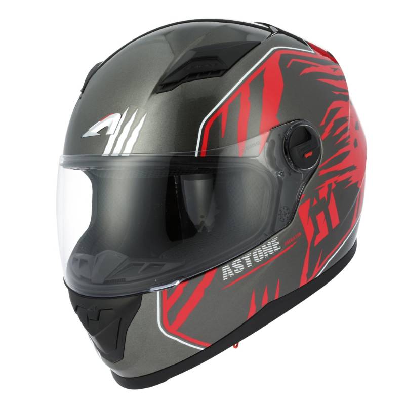 Astone Helmets - Casque intégral GT2 Graphic Predator - Casque idéal milieu urbain - Casque intégral en polycarbonate - Black/red L von Astone Helmets