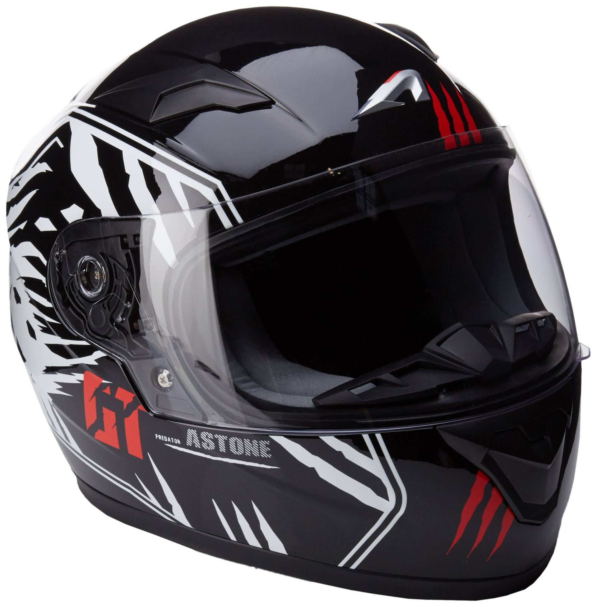 Astone Helmets gt2kg-predator-bwm Motorradhelm GT Kid, Schwarz/Weiß, Größe M von Astone Helmets