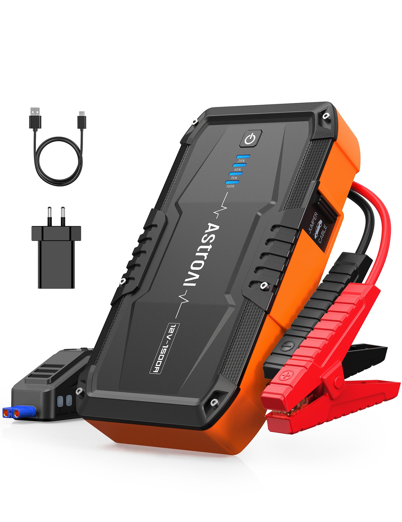 AstroAI S8 Starthilfe Powerbank, 1500A Auto Starthilfe Powerbank mit 220 Volt Steckdosenladegerät, 12V Tragbare Starthilfe, Batterie Booster, für bis zu 6,0 L Benzin & 3.0L Diesel von AstroAI