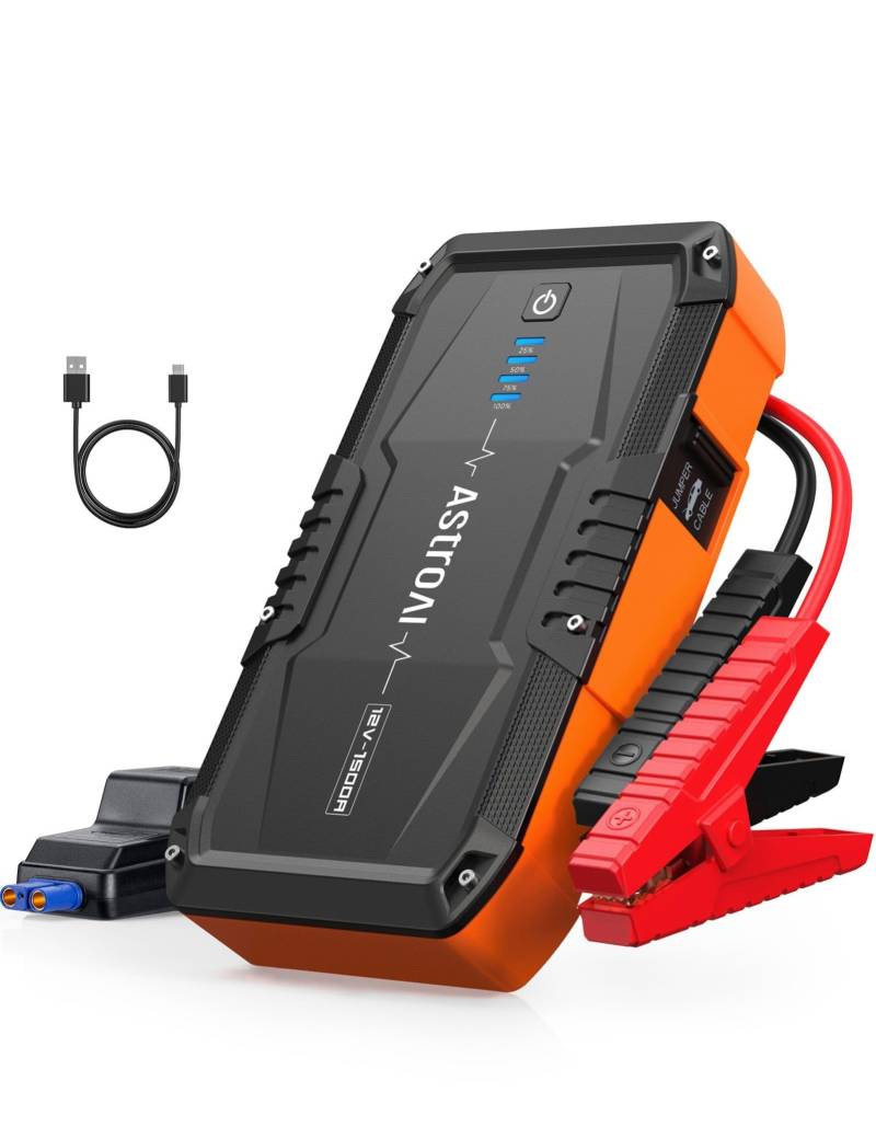 AstroAI S8 Starthilfe Powerbank, 1500A Auto Starthilfe Powerbank, 12V Tragbare Starthilfe, Batterie Booster, für bis zu 6,0 L Benzin & 3.0L Diesel von AstroAI