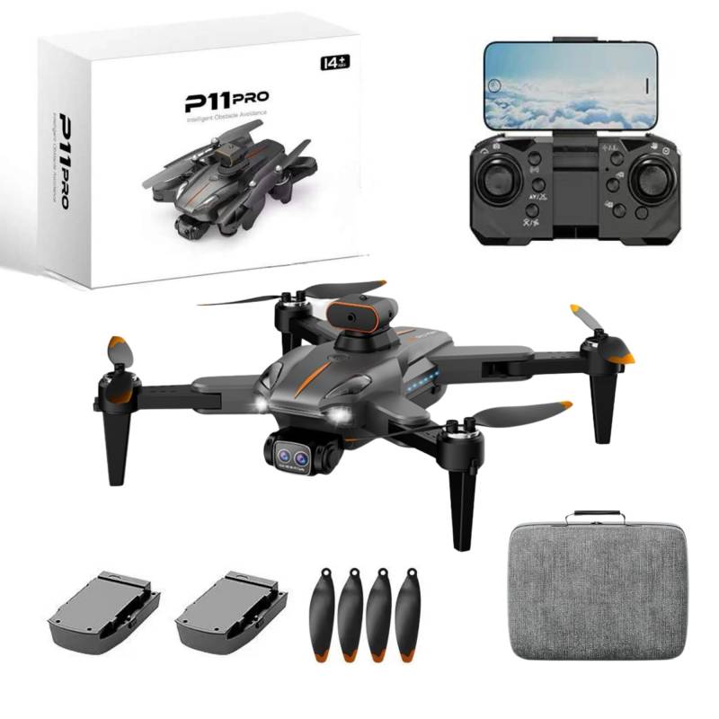 Drohne P11 PRO Drone bürstenlose Motoren 2 Kameras 1080p Reichweite 500m 2 Batterien Antihindernismodus 2 Batterien 20min Flug Präzise und stabil von Astur Group