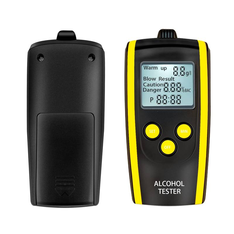 Alkoholtester, Asudaro Professioneller Alkoholtest HT-611 Digitaler tragbarer Ethylalkohol-Detektor mit hintergrundbeleuchtetem LCD-Display Polizeigenau Alkoholmessgeräte,Schwarz von Asudaro