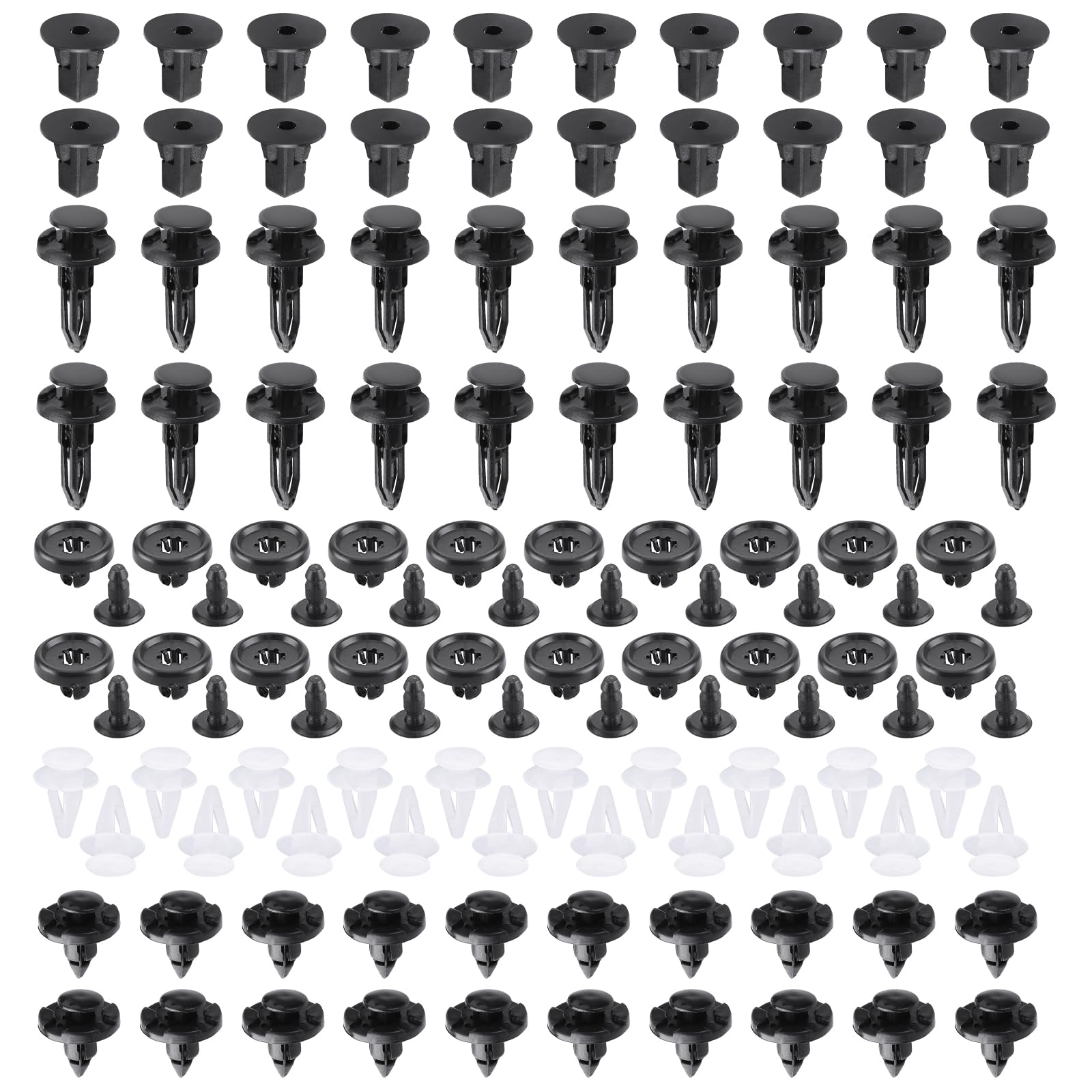 Asudaro 100/200 Stück Kunststoff-Nietklammern – Expansionsnagel-Durchdringungsnagel, Auto-Stoßstange 90467-07166 90467-A0005 90467-07211 67771-02030 67771-52010-B1, kompatibel für 95% Toyota/Lexus von Asudaro