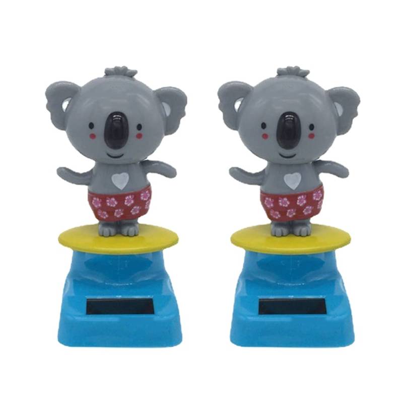 Asudaro 2 Stücke Schöne Koala Puppen Solar Auto Layout Lustige Schütteln Koala Dekoration Ornament Solarbetriebene Autoverzierungen Display Bobblehead kreative Auto Dekoration Grau von Asudaro