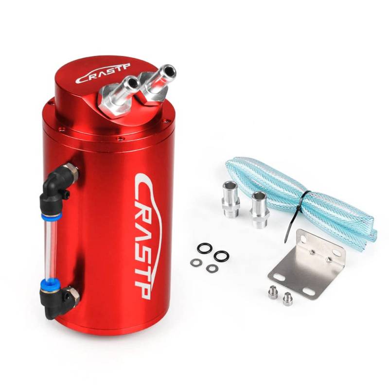 Asudaro 300ML ölbehälter Auto Ölabscheider Oil Catch Can Aluminium Universal Auto Motor Öltank Motor Ölsammeltank Auto Benzintank Ölfangdose Motoröl Topf Oil Catch Can Reservoir Tank Can,rot von Asudaro