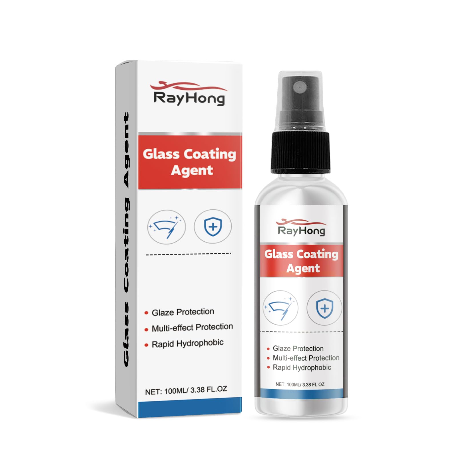 Asudaro Glasbeschichtungsmittel, 100 ml – Autoglas-Beschichtungsspray, Glasschutz – Multi-Effekt-Schutz – schnell hydrophob – für Autofenster, Rückspiegel, Helme von Asudaro