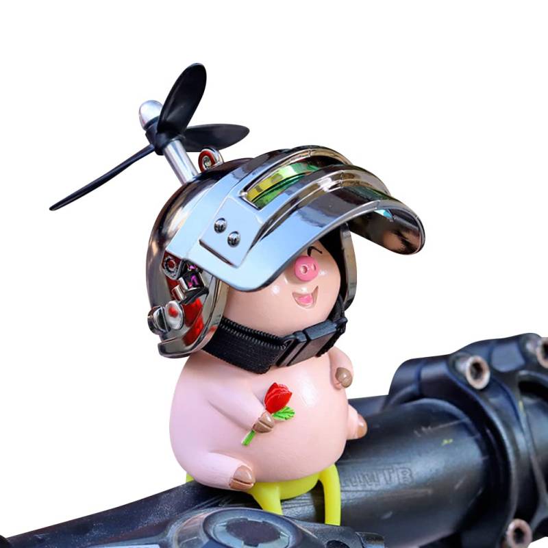 Asudaro Motorrad Schwein Dekoration, Motorrad Lenker Schwein Ornament Dekoration Glücksschwein mit Helm für Fahrräder, Roller, Motorräder, Roller und Kinderwagen von Asudaro