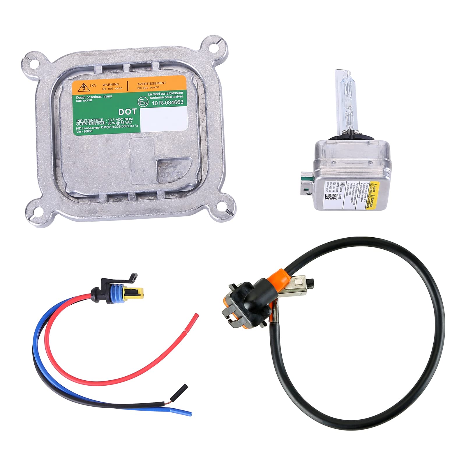 Asudaro Xenon Scheinwerfer Vorschaltgerät Ersatz, Vorne, Xenon-Scheinwerfer Abblendlicht Ballast-Kit 8A5Z-13C170-A mit Anschlusskabel, 7L7Z-13N021-A D3S-Glühbirne von Asudaro