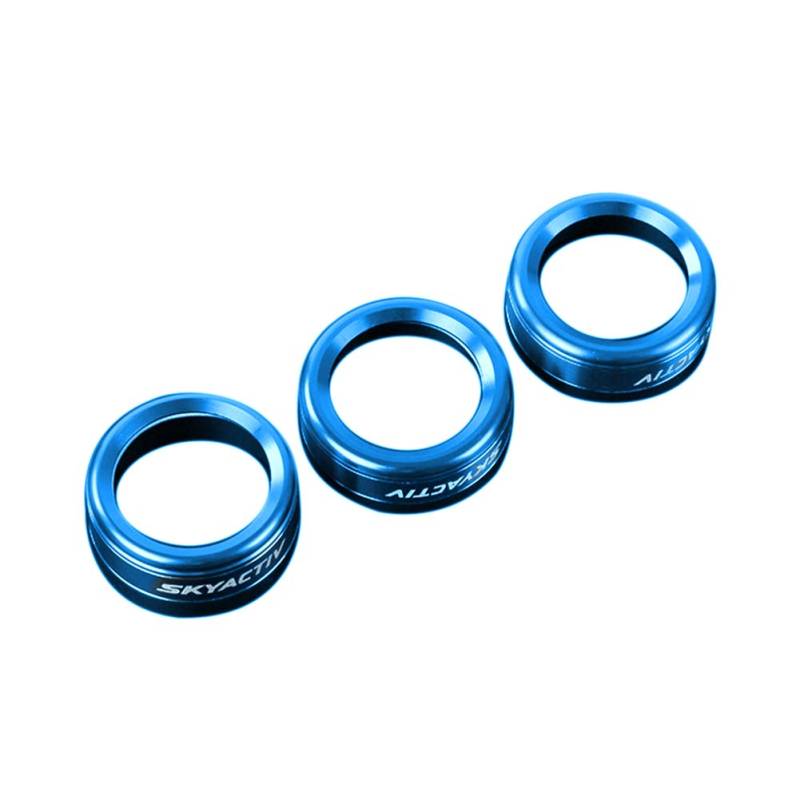 Auto Klimaanlage Dekoration Ring, Asudaro 3 Stück Auto Klimaanlage Volumen Knopf Abdeckung Schalter Dekoration Ring Taste Trim knopf Ring Compitable with CX-5 2015-2020 Cx4 Atenza 2017-2020,Blau von Asudaro