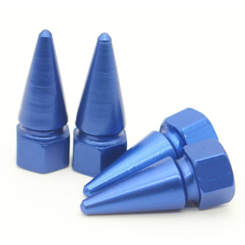 Auto Reifen Ventilkappen,Asudaro 4pcs Heavy Duty Reifenkappen Aluminium Spike Ventilschaftkappen Reifen Luftventilkappen Universal Stem Covers Autoreifenkappe für Auto LKW Fahrräder Motorräd,blau von Asudaro