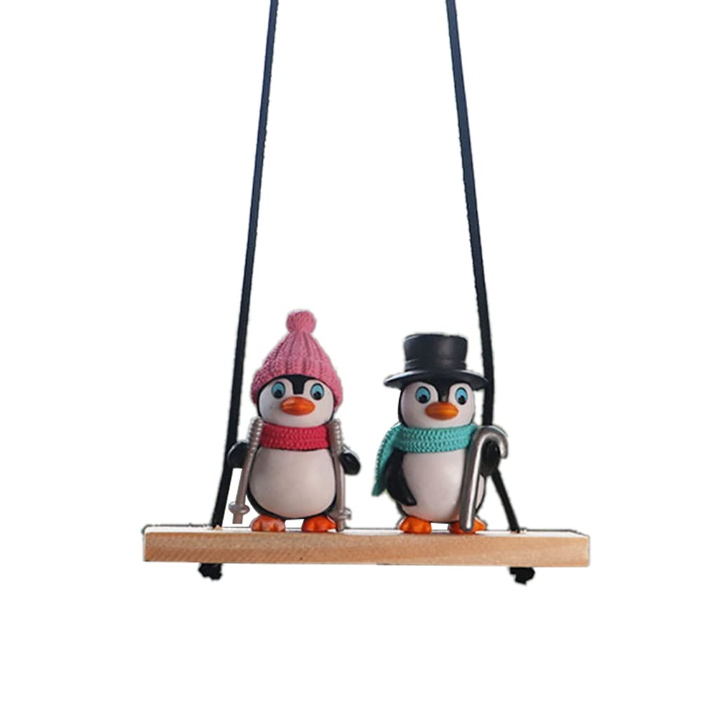 Auto Rückspiegel Dekoration Anhänger,Asudaro Niedlicher Pinguin Auto Anhänger Fliegender Pinguin Hängende Ornament Niedlicher Auto Innenspiegel Anhänger für Charms Spiegel Lustige Geschenke Typ 1 von Asudaro