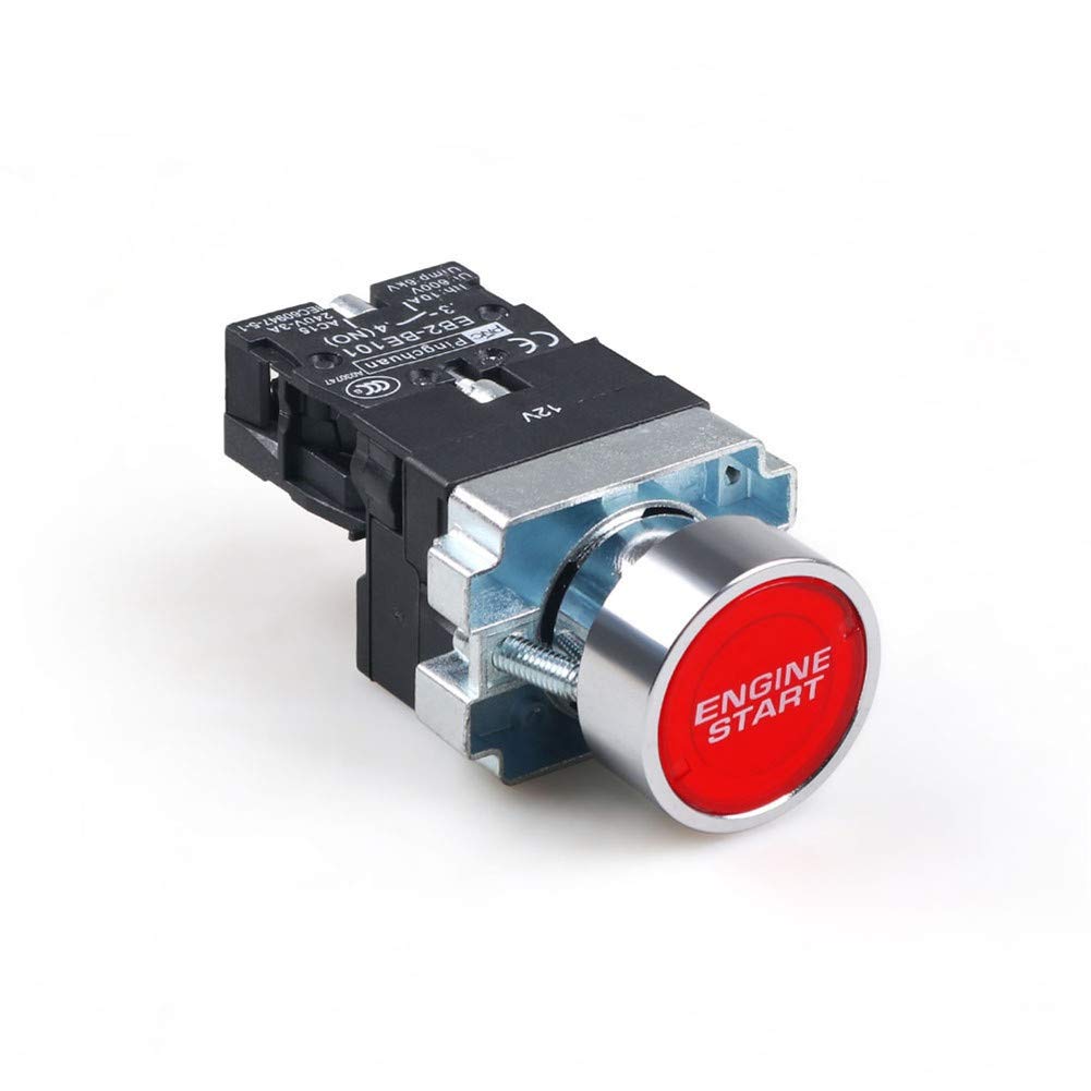 Auto Start Stop Engine Knopf, Motor Start/Stopp-Taste 12V 10A Automotor Startschalter mit Rot LED Motor Ignition Switch Auto Motor Startknopf Zündschalter für Auto und Schiffsmodifikationen,Rot von Asudaro