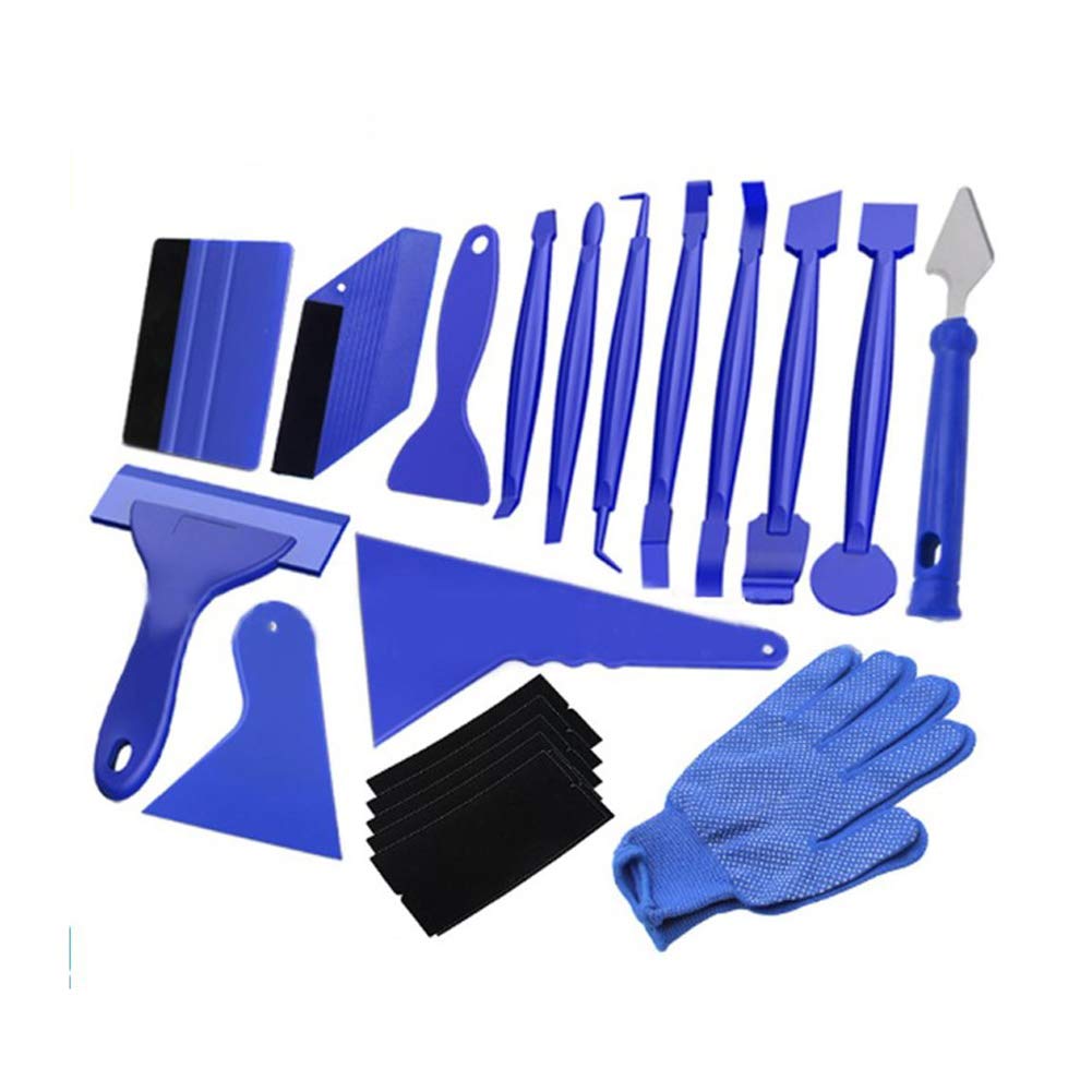 Auto Vinyl Wrap Tools Set, Asudaro 21 in 1 Auto Film Rakel Installation Kit Auto Fenster Tönung Film Applikator Tapete Glättung Toolkit mit Vinyl Rakel für Autoverpackungskanten Trimmen,Blau von Asudaro