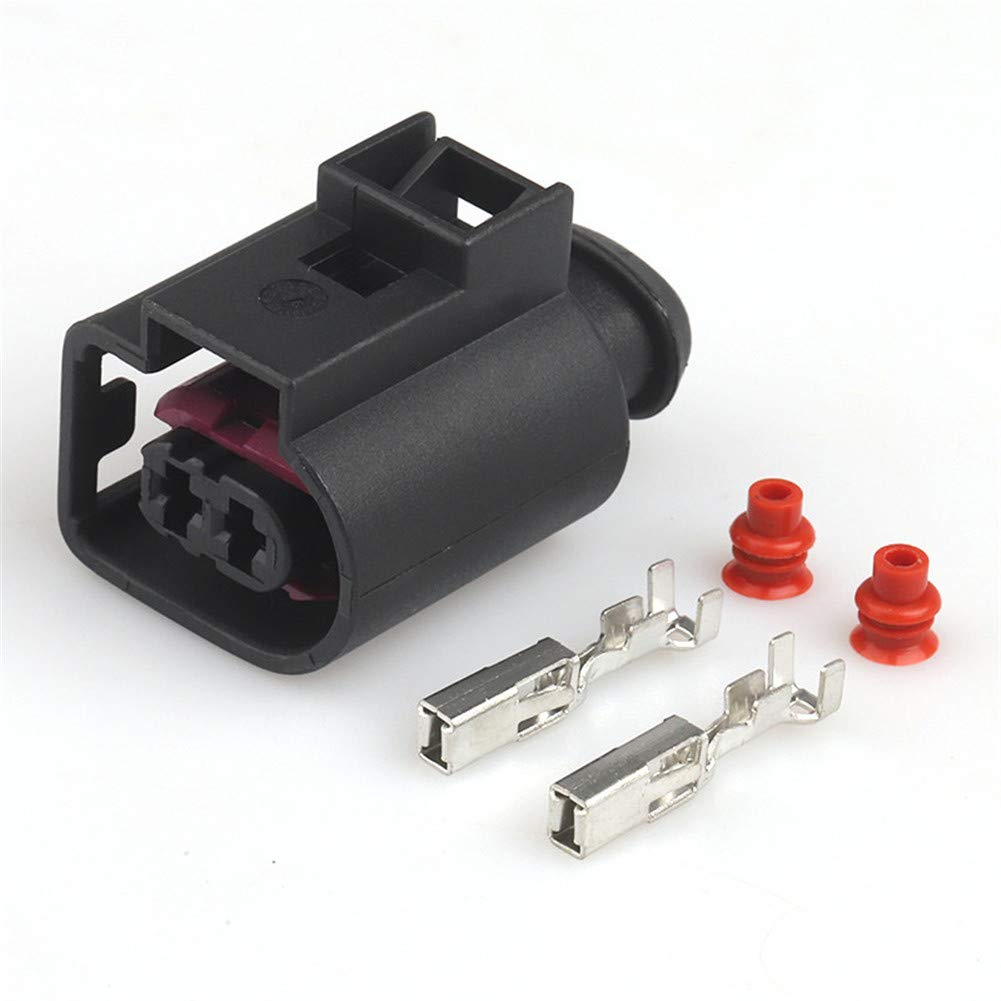 Auto Wasserdichter elektrischer Anschluss Pigtail-Schalter Buchse Steckverbinder Gehäuse Steckverbinder Kit Hupenstecker 2-poliger Pigtail-Stecker Kompatibel mit R8 A3 A4 A6 4D0971992,Schwarz von Asudaro