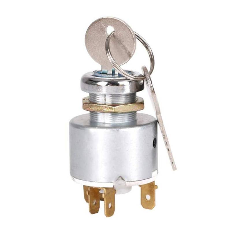 Auto Zündschloss, Asudaro 12V Zündschalter Universal Motor Startschalter Zündschalter Motor Startschalter Zündung Steuerschalter Zündschloss mit Schlüssel, 5 Pin / 7 Pin,Silber 5 Pin von Asudaro