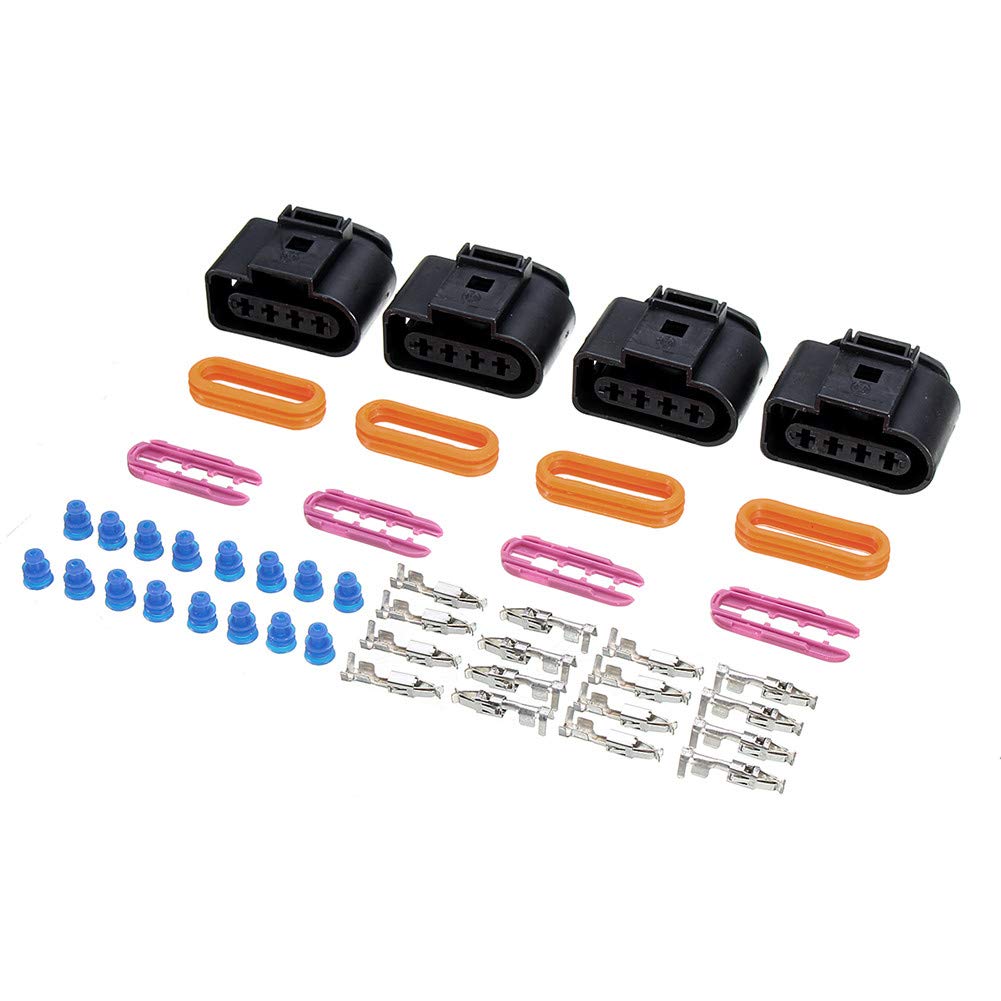 Auto Zündspulenstecker Reparatursatz, Asudaro 4 Satz von Zündspule Kabelbaum Reparatur Kit, Zündspule Crimp Kit Kompatibel mit Golf 2012-2016 Polo 2013-2016 A4 A6 A8 2008-2016,Schwarz von Asudaro