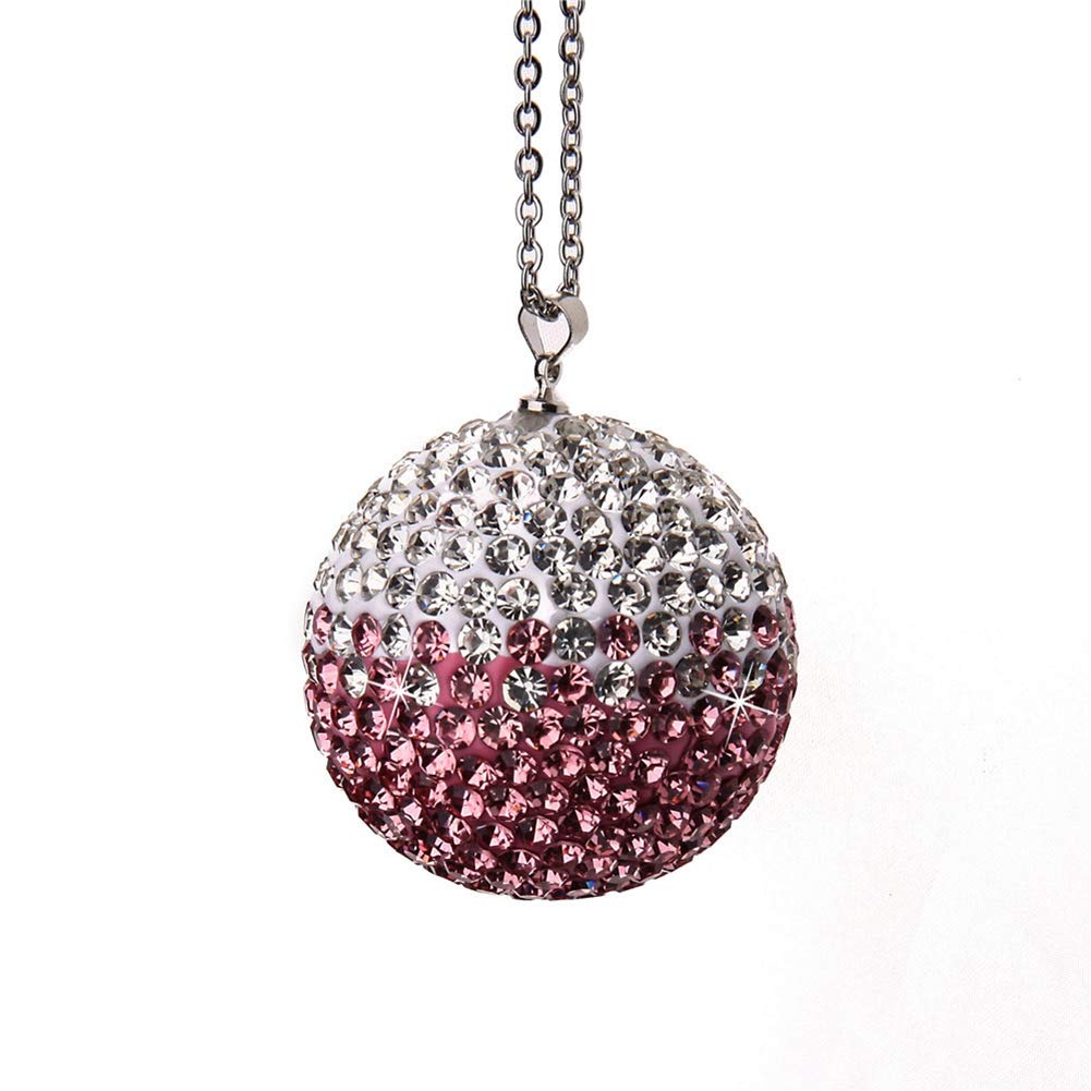 Autoanhänger, Auto Rückspiegel Kristallkugel Ornamente, Crystal Diamond Ball Anhänger, Farbverlauf Kristallkugel Weihnachtsanhänger Zubehör für Rückspiegelhalter,Rosa von Asudaro