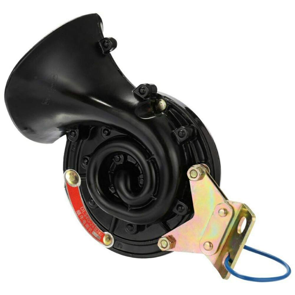 Autohupe Auto Elektrische Hupe Schneckenhörner Ultra Lautes Horn,Auto Schneckenhorn 12V/24V 3000DB Einzelhorn Universal für Lkw Auto Boot Fahrrad,Schwarz 24V von Asudaro