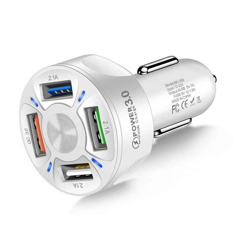 Autoladegerät USB-Adapter 4-Port Kfz Ladegerät Zigarettenanzünder USB Ladegerät, 7A Auto Ladegerät Mini KFZ Ladegerät Schnellladung Auto Ladegerät,Weiß von Asudaro