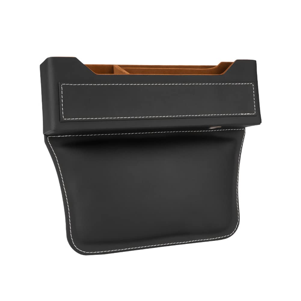 Autositz Gap Organizer Leder,Asudaro Autositze Seitliche Autotaschen Lückenfüller Multifunktion Autositz-Organizer Aufbewahrungsbox mit USB-Ladeanschluss für Handy Schlüssel Karten,Schwarz von Asudaro