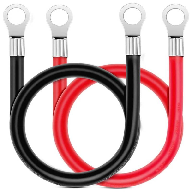 Batteriewechselrichter Kabel,Asudaro 2Stk Auto Batteriekabel 70CM 5AWG 16mm²12V Kupferkabel Kupfer Stromkabel mit M10 Ringklemmen Batterie Kabel für Motorrad Solar Autobatterie Massekabel Schwarz Rot von Asudaro