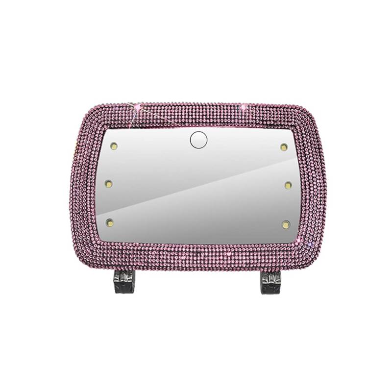 Bling Strasss Auto Make-up Spiegel Sonnenblende, Asudaro Edelstahl Auto Kosmetikspiegel Auto Sonnenblende Spiegel Sonnenschutz Spiegel Glitzer Auto Visier Spiegel für LKW Auto SUV,Rosa von Asudaro