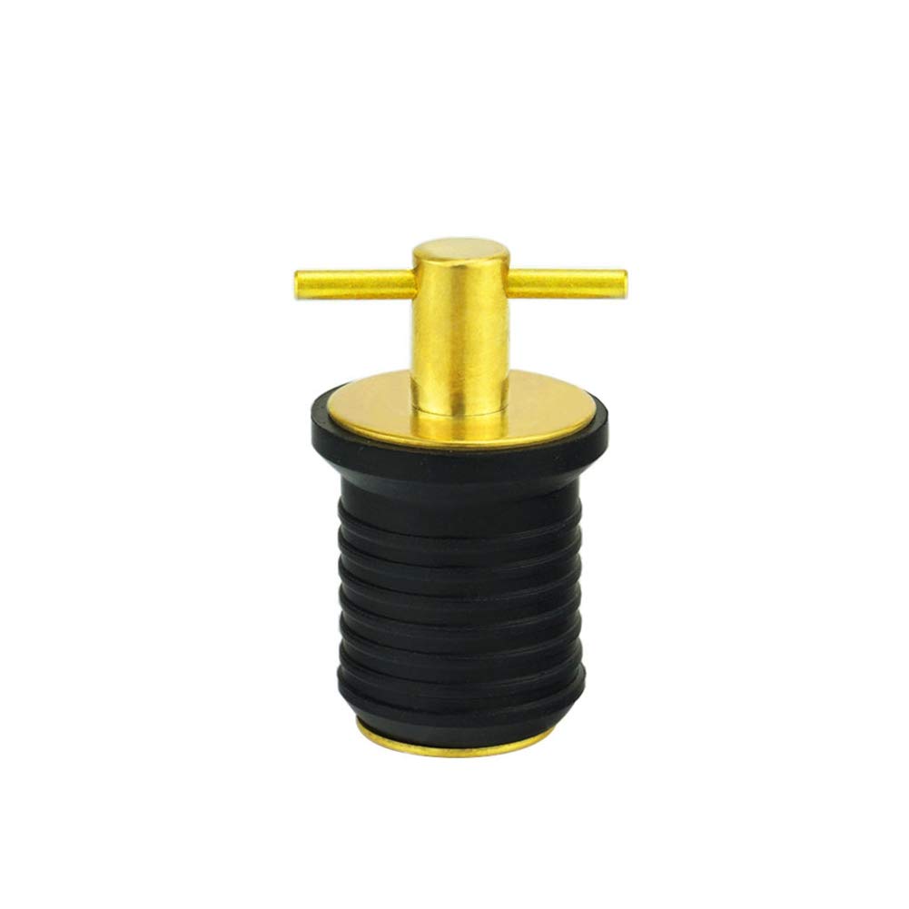 Boot Ablassschraube, Asudaro 1-Zoll Messing Ablassschraube T-Griff Twist-In Boot Marine Ablassstopfen Lenzstopfen Ablassschraube aus Gummi und Kupfer Marine-Ablassschraube für 23MM-25MM Loch,Gelb von Asudaro